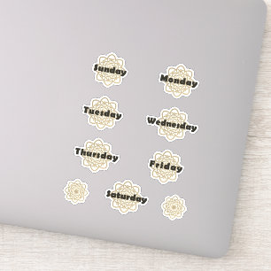Brushed Golden Mandalas Days of the Week Bold Font Sticker