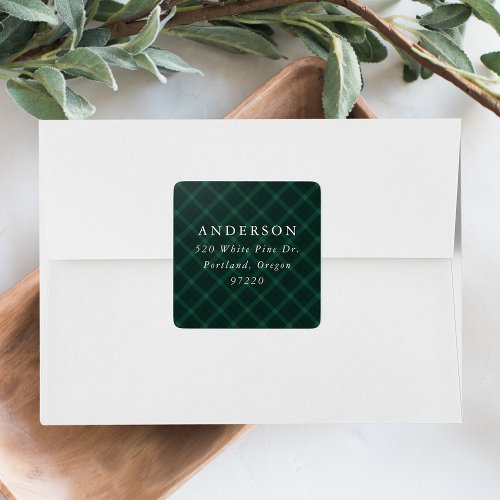 Brushed Green Plaid Return Address Label