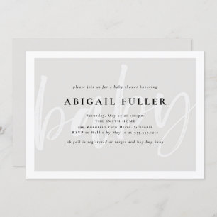 Brushed Grey and White Baby Shower Invitation