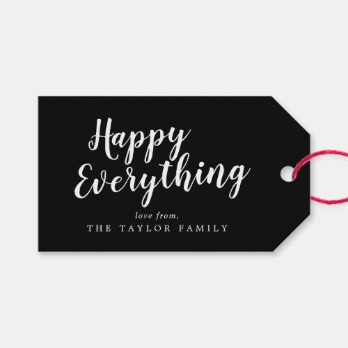 Brushed Happy Everything Family Holiday Gift Tags