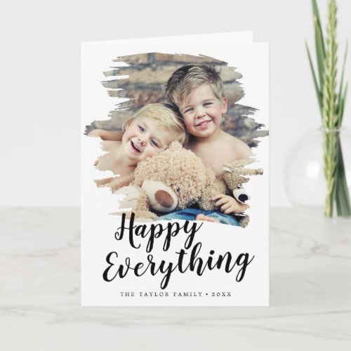 Brushed Happy Everything Portrait Photo Holiday Card