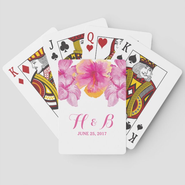 Brushed Hibiscus Floral Playing Cards (Back)