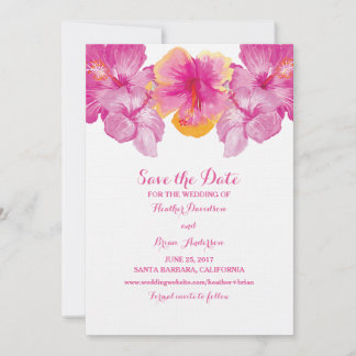Brushed Hibiscus Floral Save the Date Invite