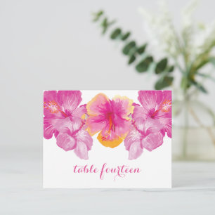 Brushed Hibiscus Floral Table Number Postcard