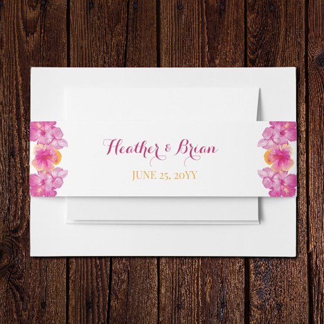 Brushed Hibiscus Floral Wedding Invitation Belly Band (Brushed Hibiscus Floral Wedding Invitation Belly Band)