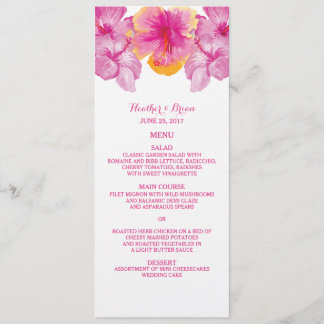 Brushed Hibiscus Floral Wedding Menu