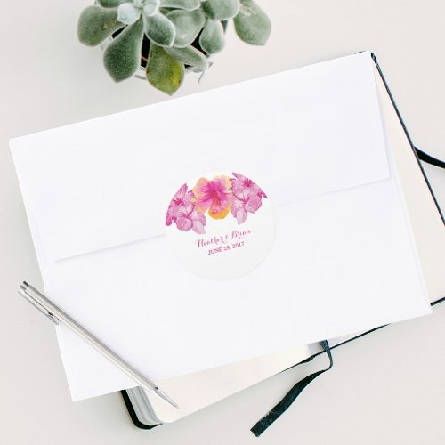 Brushed Hibiscus Floral Wedding Stickers