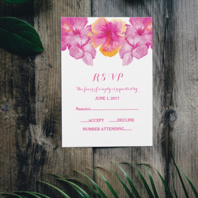 Brushed Hibiscus RSVP Card (Brushed Hibiscus Wedding RSVP Card)