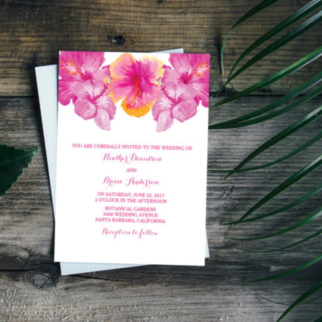 Brushed Hibiscus Wedding Invitation (Brushed Hibiscus Wedding Invitation)
