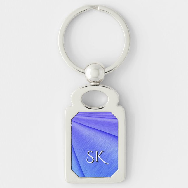 Brushed Lavender to Violet Contour Design Monogram Keychain (Front)