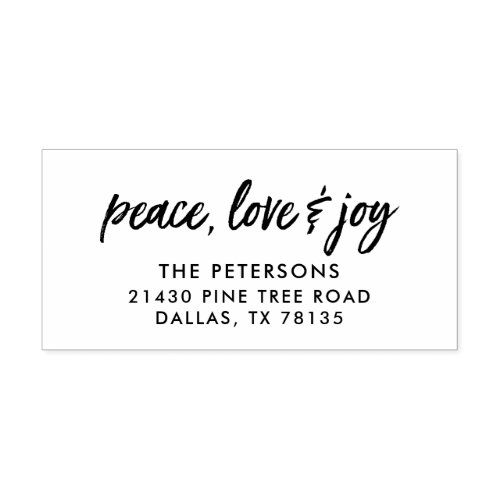 Brushed Love Peace and Joy Holiday Return Address Self_inking Stamp