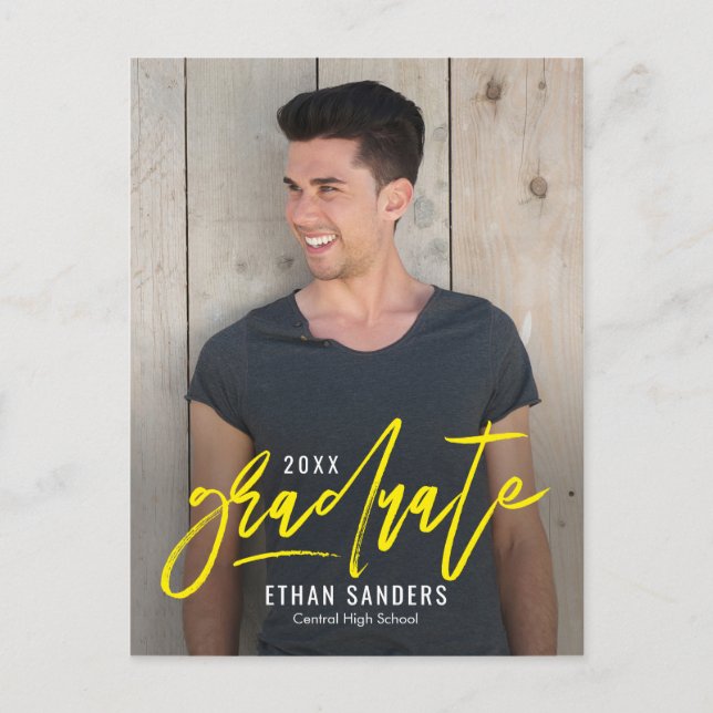 Brushed Mark Editable Color Graduation Postcard (Front)