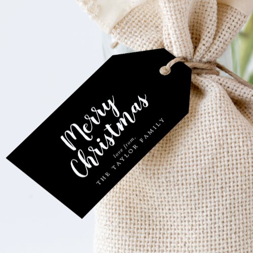 Brushed Merry Christmas Family Holiday Gift Tags