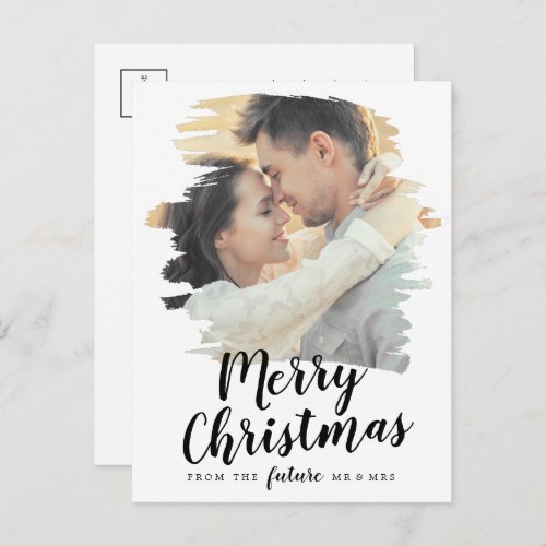 Brushed Merry Christmas Save the Date Photo Holiday Postcard