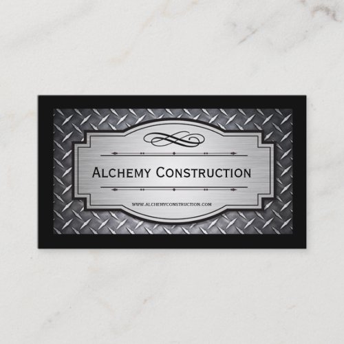 Brushed Metal and Diamond grate business cards
