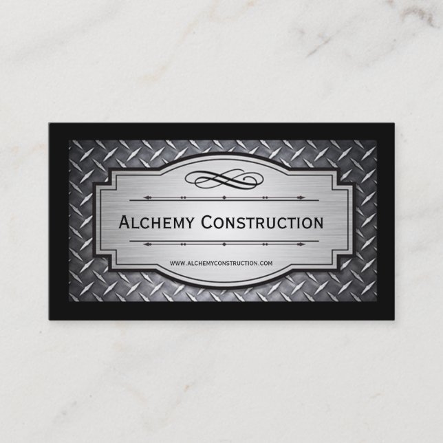 Brushed Metal and Diamond grate business cards (Front)