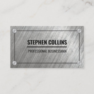 Brushed Metal and Screws Business Card