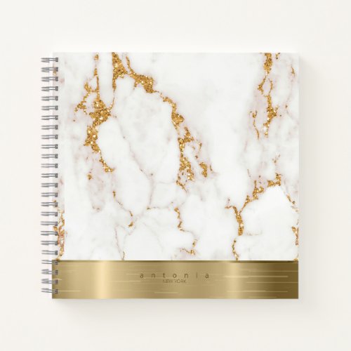 Brushed Metal Band Marble Glitter Gold ID802 Notebook