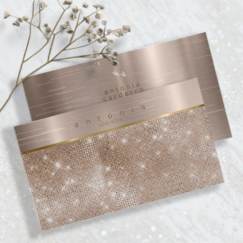 Brushed Metal Band On Glitter Bronze Id802 Business Card by arrayforcards at Zazzle