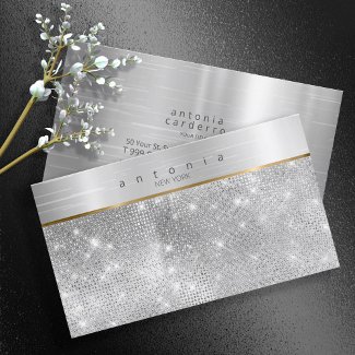 Brushed Metal Band on Glitter Silver ID802