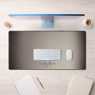 Brushed metal brown elegant modern design Monogram Desk Mat