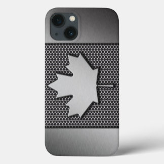 Brushed Metal Canadian Flag iPhone 13 Case