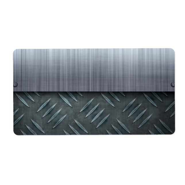 Brushed Metal Diamond Plate Template Label (Front)