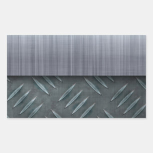 Brushed Metal Diamond Plate Template Rectangular Sticker