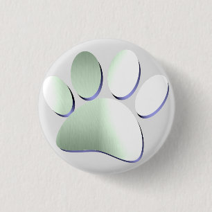 Brushed Metal Dog Paw Print Button
