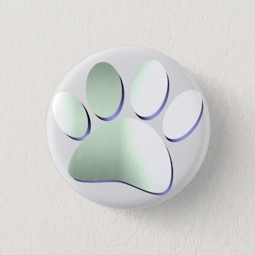 Brushed Metal Dog Paw Print Button