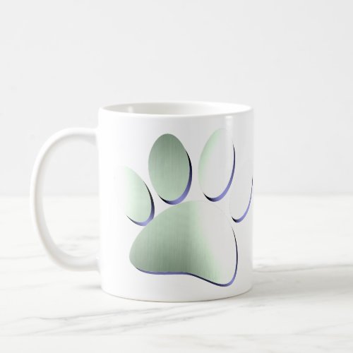 Brushed Metal Dog Paw Print Coffee Mug