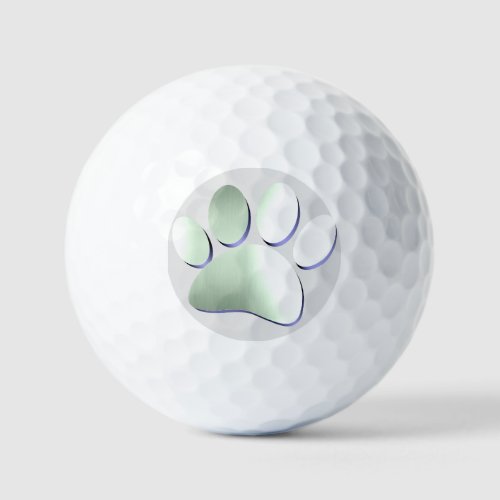 Brushed Metal Dog Paw Print Golf Balls