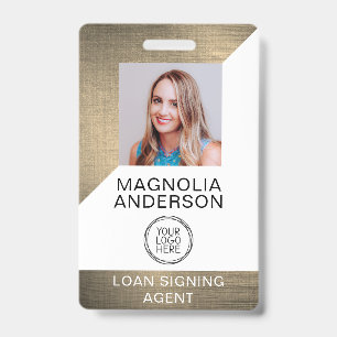 Brushed Metal Employee Photo Logo Barcode  Badge