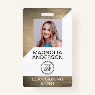 Brushed Metal Employee Photo Logo Barcode Badge