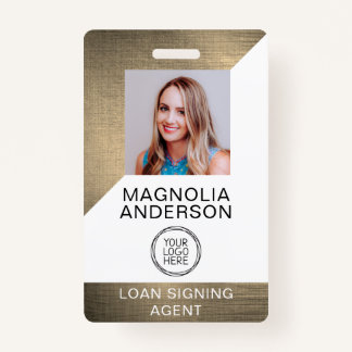 Brushed Metal Employee Photo Logo Barcode  Badge