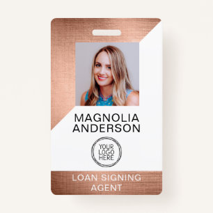 Brushed Metal Employee Photo Logo Barcode Name Badge