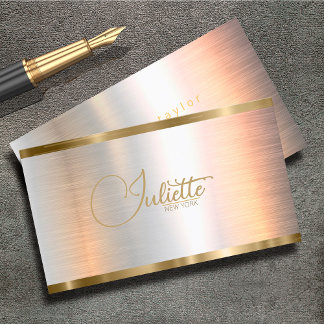 Brushed Metal Gold Banding Calligraphy ID801 Business Card