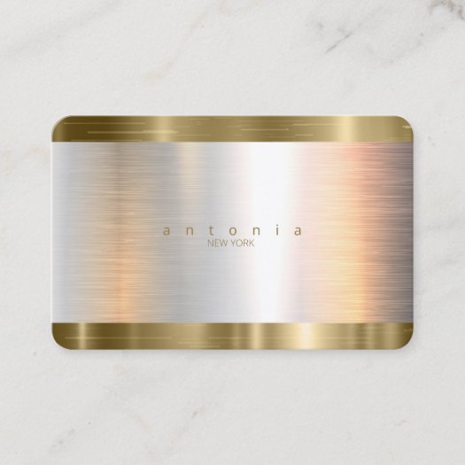 Brushed Metal Gold Banding ID801 Business Card