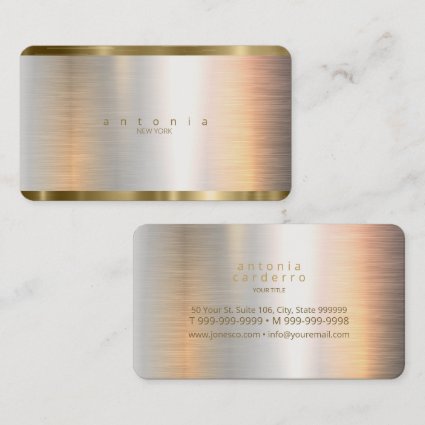 Brushed Metal Gold Banding ID801 Business Card