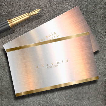 Brushed Metal Gold Banding Id801 Business Card by arrayforcards at Zazzle
