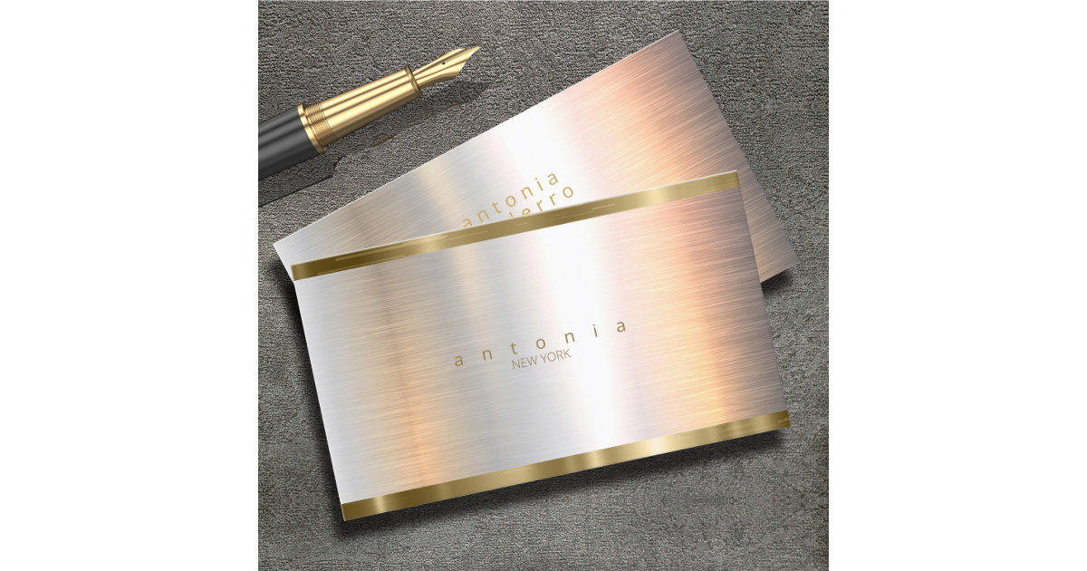 Brushed Metal Gold Banding ID801 Business Card | Zazzle
