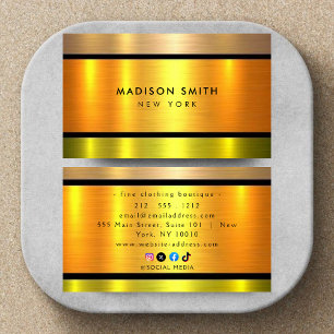 Brushed Metal Gold Banding ID801 Business Card