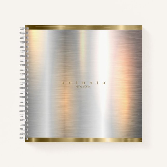 Brushed Metal Gold Banding ID801 Notebook (Front)