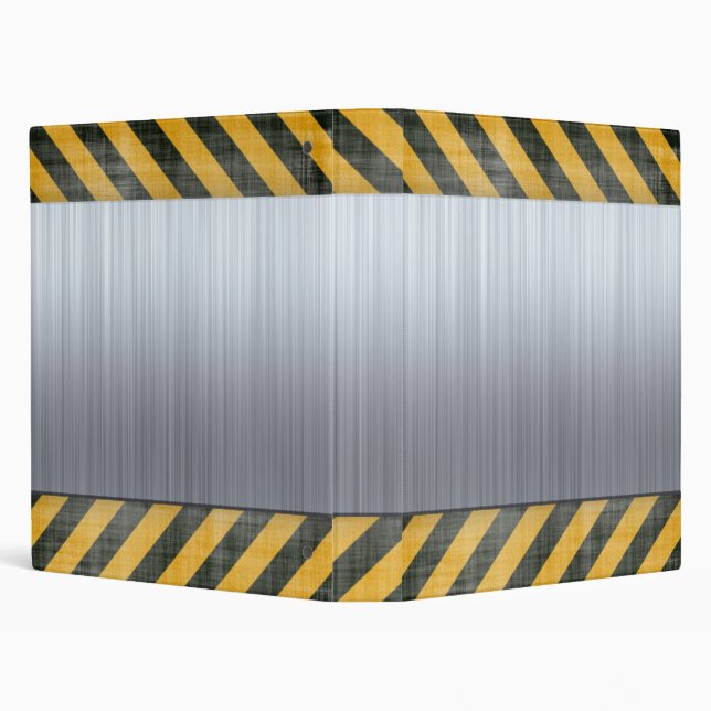 Brushed Metal Hazard Construction Layout 3 Ring Binder (Background)