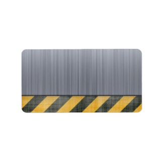 Brushed Metal Hazard Construction Layout Label