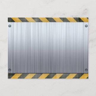 Brushed Metal Hazard Construction Layout Postcard