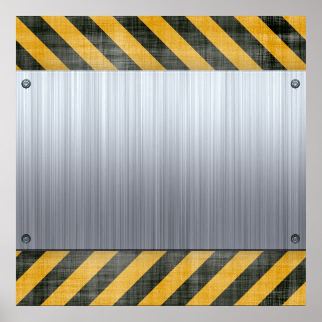 Brushed Metal Hazard Construction Layout Poster (Front)