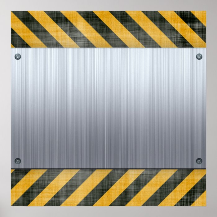 Brushed Metal Hazard Construction Layout Print