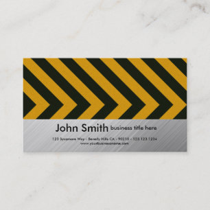 brushed metal hazard striped business card
