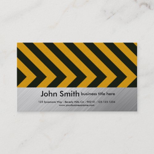 brushed metal hazard striped business card
